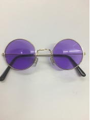 60's Hippie Round Purple - Novelty Sunglasses 
